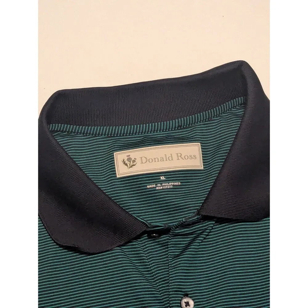 Donald Ross Mens X-Large Polo‎ Shirt Golf Performance Striped *Club Embroidery